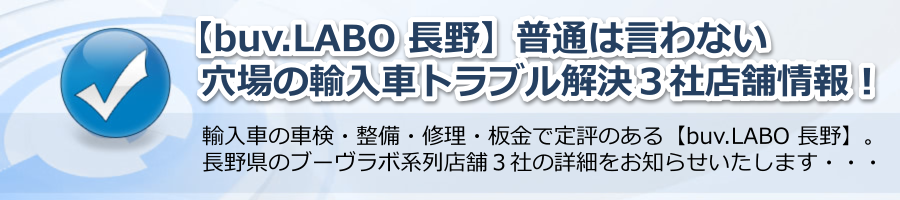 【buv.LABO 長野】普通は言わない穴場の輸入車トラブル解決３社情報！